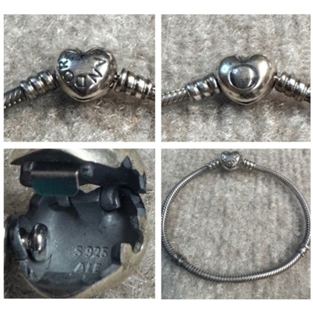 Pandora Heart Clasp Snake Chain Bracelet Women Silver S925 ALE Charm Jewelry